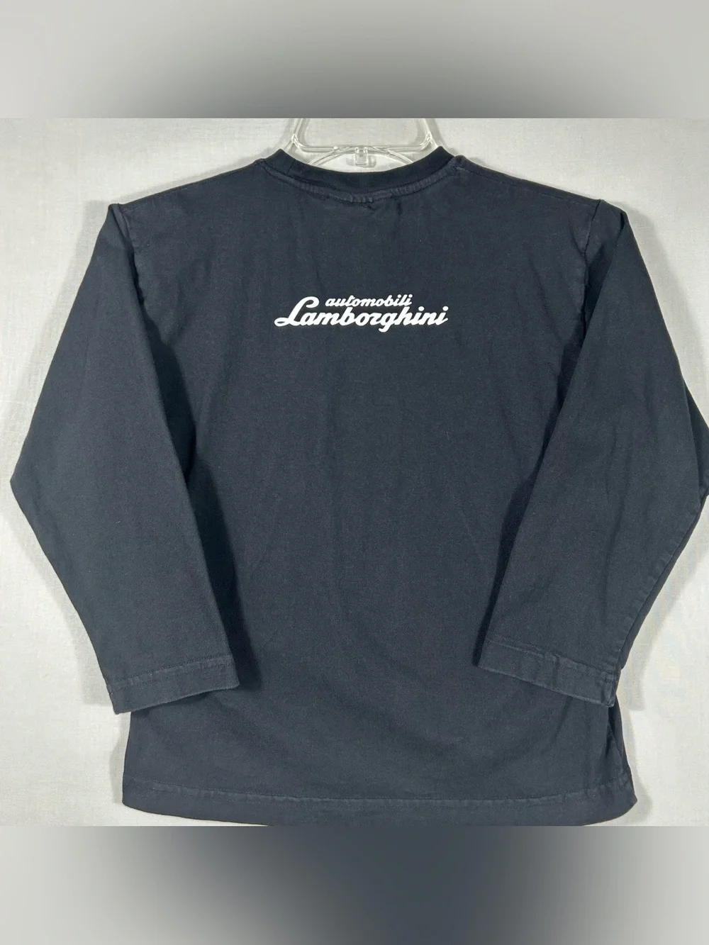 Authentic Lamborghini Kids Long Sleeve Shirt Black Yellow Shield Logo Size 7-8Y